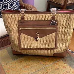 Juicy Couture Palm Springs Straw/Leather Tote NEW